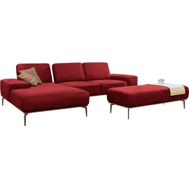 W.Schillig Ecksofa "run, Designsofa mit tollem Sitzkomfort, L-Form", rot (light brick w82), B:299cm H:88cm T:178cm, Longlife Xtra-Leder Z73: Naturwalkleder der Luxusklasse aus den erlesensten Rohhäuten.