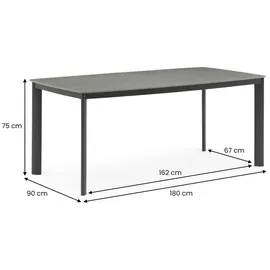 Idimex TAVOLO Gartentisch 180 x 90 x 75 cm Anthrazit
