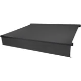 Mendler Elektrische Vollkassetten-Markise T124, 5x3m ausfahrbarer Volant ~ Polyester anthrazit, anthrazit