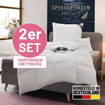 SPESSARTTRAUM Daunenbettdecke + 3-Kammer-Kopfkissen SPESSARTTRAUM "Exklusiv, 2-tlg, hergestellt in Deutschland, made in Germany, Set", weiß, B/L: 135cm x 200cm Anzahl Teile 1, B/L: 80cm x 80cm Anzahl Teile 1, Bezug: Baumwolle Füllung: Entendaune/-feder, warm,