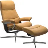 Stressless Stressless® »View«, (Set, Relaxsessel mit Hocker), mit Hocker, mit Cross Base, Größe S, M & L, Holzakzent Schwarz