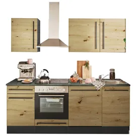 BASIC by Balculina Küchenzeile Jazz 220 cm anthrazit/artisan eiche/metallic braun