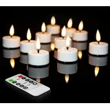 Eywamage Weiß Flammenlose Teelichter mit Fernbedienung, Flackernde Echte Wachsbatterie-LED-Teelichter 10er-Pack