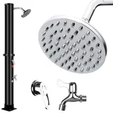 Inoamity Solardusche Garten - Automatische Aufheizung bis 60°C, Einfache Installation, Verstellbarer Wasserhahn & 360°-Duschkopf - Winterfest für Pool, Camping, Außendusche (35L)