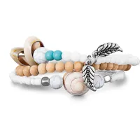 Steuer Set aus 3 Strech-Armbändern mit Muschelzierde beige 19 cm
