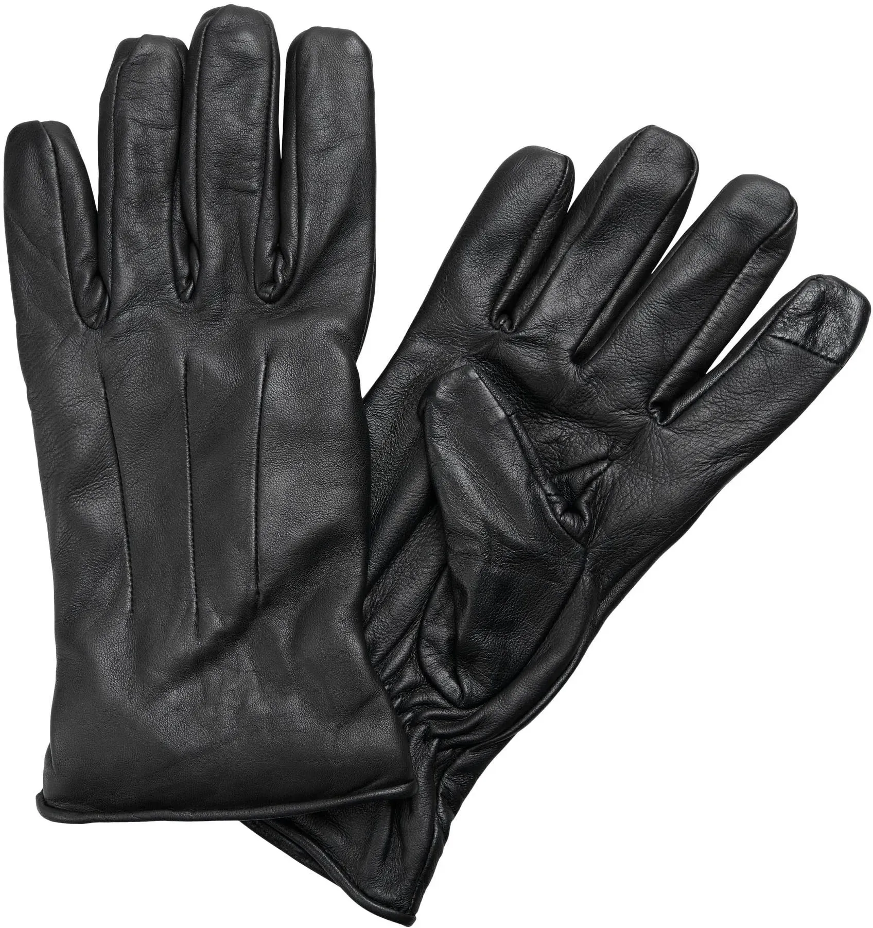 Lederhandschuhe JACK & JONES, Herren, Gr. L-XL, schwarz, Ziegenleder, unifarben, Handschuhe