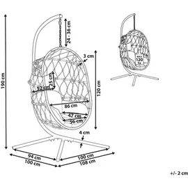 Beliani Hängesessel, beige Textil, 108x190x100 cm, Gartenmöbel, Hängesessel