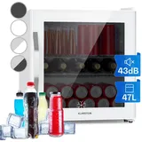 Klarstein Mini Kühlschrank mit Glastür für Zimmer, Getränkekühlschrank Klein mit Verstellbaren Ablagen, 47 Liter, Indoor/Outdoor Kühlschrank Leise