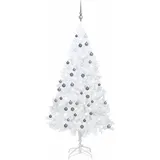 vidaXL Künstlicher Weihnachtsbaum mit Beleuchtung & Kugeln Weiß 120 cm