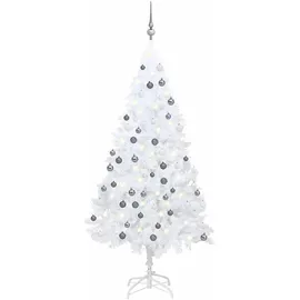 vidaXL Künstlicher Weihnachtsbaum mit Beleuchtung & Kugeln Weiß 120 cm