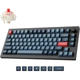 Keychron V1 MAX Kabellose Mechanische Tastatur, 75% Layout QMK/VIA programmierbar mit Hot-Swappable Gateron Jupiter Red Switch, kompatibel mit Mac Windows Linux – Knob Version (ANSI/US)