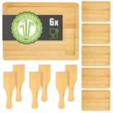 Dune Design DuneDesign 6er Set Holz - 30x22cm Pfännchen Untersetzer mit Spachtel