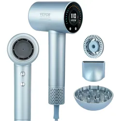 VEVOR Haartrockner 1500-1800 W Haarföhn 105.000U/min Föhn Trockner Haare 20,0 m/s Windgeschwindigkeit Dryer 75,0 dB Geräuschpegel Haarfön mit 4 Wärmeeinstellungen und 3 Windgeschwindigkeiten