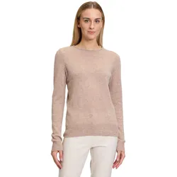 Strickpullover BETTY BARCLAY "Betty Barclay Kaschmir-Pullover mit Rundhalsausschnitt", Damen, Gr. 42, beige (funghi melange), Strick, Obermaterial: 100% Kaschmir., Basic, gerade lang, Rundhals, Langarm, Pullover, Strick