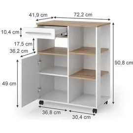Vicco Küchenbuffet Pure 72,2 x 90,8 x 41,9 cm Weiß/Artisan-Eiche