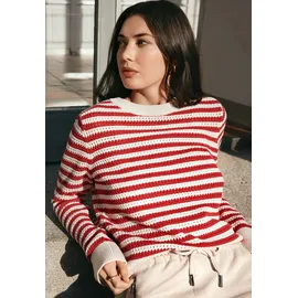 Betty & Co Strickpullover mit Struktur Rot/Weiß 36