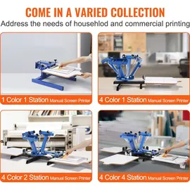 Vevor Siebdruckpresse T-Shirt Siebdruckmaschine 1 Farben + 4 Stationen, T-Shirtpresse, Hitzepresse Transferpresse DIY Ausrüstung Drucker, Textildruck Kleidung, Kissenbezüge, Gepäckstücke usw.