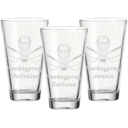Trinkglas CIAO 300 ml Eishockey Helm mit Schläger 3er Set