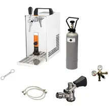 ich-zapfe Komplett Set - Zapfanlage, Bierzapfanlage, Bierkoffer, Durchlaufkühler PYGMY 25 LE, 1-leitig Trockenkühler, 30 Liter/h, Green Line, Zapfkopf:NC Adapter