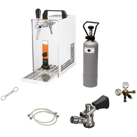 ich-zapfe Komplett Set - Zapfanlage, Bierzapfanlage, Bierkoffer, Durchlaufkühler PYGMY 25 LE, 1-leitig Trockenkühler, 30 Liter/h, Green Line, Zapfkopf:NC Adapter
