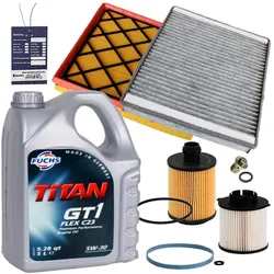 Inspektionspaket Filterset+fuchs 5w30 Öl Für Opel Insignia 2.0 Cdti Diesel: Ölfilter General Motors: 55595538 General Motors: 93167122 General Motors: