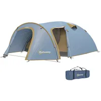 Outsunny Campingzelt für 4 Personen, wasserdicht Tunnelzelt mit 2