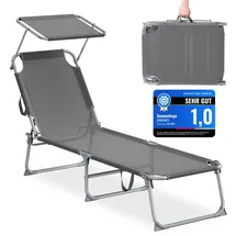 Songmics Sonnenliege 189 x 53 x 28,5 cm Grau