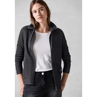 Cecil Sweatjacke CECIL Gr. L (42), blau (universal blau), Damen, Sweatware, 60% Viskose, 36% Polyester, 4% Elasthan, unifarben, Sweatjacken, mit Tunnelzugband am Kragen