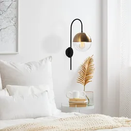 Opviq Wandleuchte Bastos 3055 schwarz/gold antik/klar