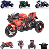 Moni Kinder Elektromotorrad Ninja, drei Kunststoffräder, LED-Beleuchtung, Mp3 rot