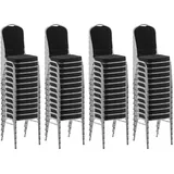 BIG Möbel GmbH Bankettstuhl GALA Schwarz 50er Set – Stapelbar, Silbernes Stahlgestell, 6 cm Polsterung