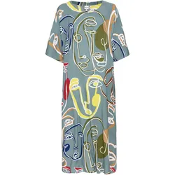Viskose-Kaftan, Druck salbei, 52-58