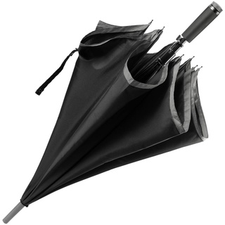 Hugo Boss Gear Regenschirm Stockschirm aus Polyester in der Farbe Schwarz-Grau, Maße offen: Länge ca. 91 cm, Durchmesser ca. 108 cm, HUN007A