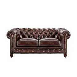 uno Ledersofa im Vintagelook Chesterfield , braun , Maße (cm): B: 183 H: 80 T: 100.0