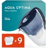 Aqua Optima Oria Wasserfilterkanne & 9 x 30 Tage Evolve+ Wasserfilterkartusche, 2,8 Liter Fassungsvermögen, zur Reduzierung von Mikroplastik, Chlor, Kalk und Verunreinigungen, Weiß