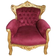 Casa Padrino Kindersessel Barock Bordeaux  / Gold  Massivholz gold