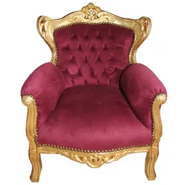 Casa Padrino Kindersessel Barock Bordeaux  / Gold  Massivholz gold