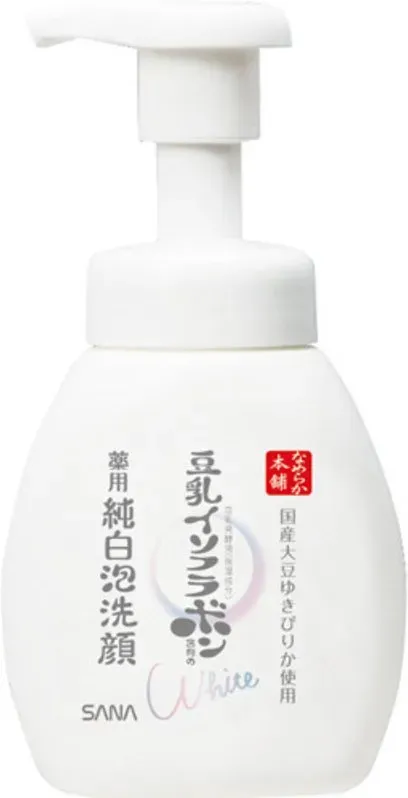 SANA Nameraka Honpo Medicated Pure White Foaming Face Wash – Reinigender Schaum für das Gesicht mit Sojamilch-Ferment, aufhellend & gegen Akne, 200 ml
