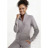 Bench. Loungewear Sweatjacke BENCH. LOUNGEWEAR Gr. 48/50, rosa (rauchrosa) Damen Sweatjacken mit bestickten Stehkragen, Loungeanzug