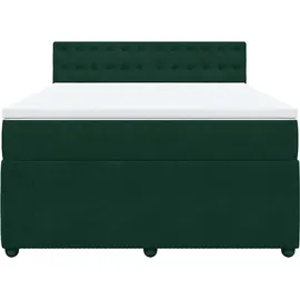 vidaXL Boxspringbett 140 x 200 cm Dunkelgrün