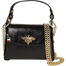FLORENCE Umhängetasche Leder schwarz metallic ca. 18cm | Gr.: onesize