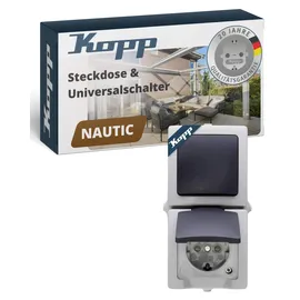 Kopp Klappdeckelsteckdose 1-fach grau