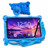 AngelTech Kindertablet Pro Max - Android 15 Kinder Tablet mit Kindersicherung - 8 Zoll HD 2025-4GB RAM + 3GB virtuell, 64GB ROM + 64GB SD-Karte - Tablet für Kinder mit Schutzhülle - Blau
