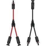 Solarkabel Y Verteiler, 1 Paar 6 mm2 Y Stecker Solar Solarpanel Kabel Male Female MMF und FFM Connector Photovoltaik Steckverbinder, Solarpanel Stecker Solaranschluss Rot + Schwarz