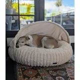 EDEL&SCHNELL Hundebett Wechselbezug Hellbeige 90 cm Ersatz Bezug Hundebett Flocke mit Kapuze Bezüge als Hundehöhle aus weichem Kunstfell