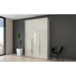 Kleiderschrank PLACES OF STYLE "Piano", beige (beige hochglanz), B:142cm H:226cm T:60cm, Spanplatte, Schränke, Drehtürenschrank Kleiderschrank, beige, UV lackiert, Hochglanzfronten, mit Beleuchtung