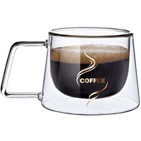 Doppelwandige Gläser,Kristall Kaffeeglas,Thermoglas Kaffeetasse,Hoher Borosilikat Becher für Tee,Latte,Milch,Cappuccino,Saft (B)