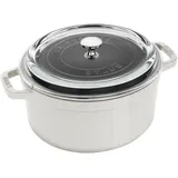 Staub La Cocotte mit Glasdeckel 24 cm, rund, Weisser Trüffel, Gusseisen