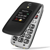 Easyfone Prime-A1 Pro 4G Seniorenhandy Klapphandy ohne Vertrag, Großtasten Mobiltelefon Einfach und Tasten Notruffunktion | Hörgeräte kompatibel | Taschenlampe und Ladestation (4G, Schwarz)