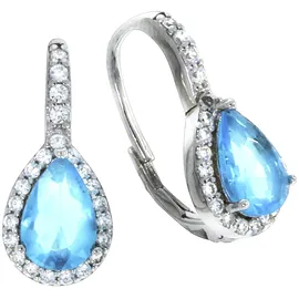 VIVANCE Paar Ohrhänger "Silber 925 rhodiniert", weiß (weiß, blau), Ohrringe, Damen, one-size, Silber 925 (Sterlingsilber)